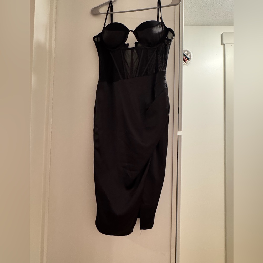 sexy black corset dress with slit